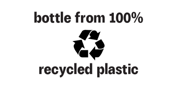 Bottle made from 100% recycled plastic